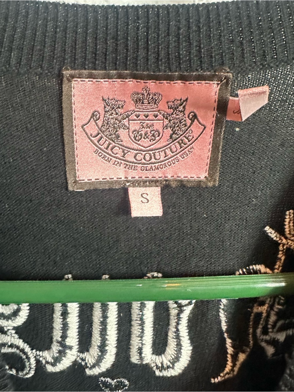 Juicy Couture Black Button-Up Cardigan with Embroidered Crest - Picture 3 of 5